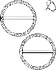 [OUFER] Titanium Nipple Rings, 14G Nipple Piercing Jewelry, Clicker Nipple Bars, Clear CZ Nipple Barbells For Sexy Women-14MM