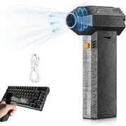 Electric Air er 130000RPM Turbo Jet Fan Blower Adjustable Wind Portable Handheld Jet Dry Blower Built-in 8000mAh Battery Rechargeable for Home Garden Leaf Cars Computers