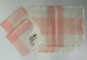 Vintage Prima Vera Pink Plaid Woven Placemats & Napkins Fringe NOS Set of 4 USA