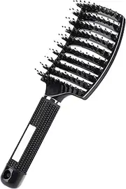 Segbeauty Detangler Brush, Curved & Vented Hair Brush, Men's Hair Brush, Head Scalp Massage Comb, Ventilated for Tangled & Uncontrollable Hair (Black)