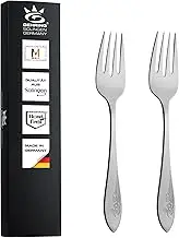 Gehring Solingen Flower Serving Fork for Fish and Meat, Set of 2, Stainless Steel Cutlery, Serving Fork, Fish Fork, Dishwasher Safe, Made in Germany