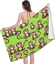 VPPUR Green Clever Monkey Print Camping Bath Towel 52 x 32 in Soft Highly Absorbent Quick Dry Towels for Bathroom