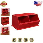Durable Two-Bin Red Toy Organizer - Expandable & Modular Storage Solution