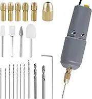 Mini Electric Drill Set 5V Small Jewelry Drill Kit Precise USB Resin Drill with 10 Drill Bits and 4 Abrasive Heads Premium DIY Jewelry Making Tool for Epoxy Resin Wood Plastic(Send pictures)