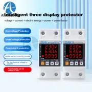 63A 230V Din rail Adjustable Over Under Voltage Surge Protector Kwh watt Meter