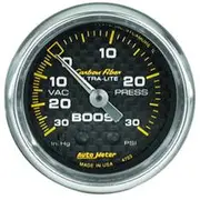 Autometer Carbon Fiber Boost/Vacuum Gauge Mechanical - 30 inHg/30 PSI, 2 1/16 Inch, AU4703