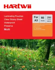 A3 Thermal Hot Laminated Pouches Clear Film 250 Micron (125x2) 303x426mm Hartwii