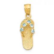 14k Yellow Gold 3D March/CZ Birthstone Flip Flop Pendant