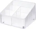 Clear Ribbed Makeup Organiser, Tiered Storage with 5 Compartments for Cosmetics,