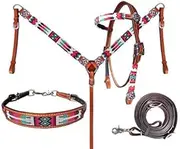 Showman Beaded Tribal Design 4 Piece Headstall & Breast Collar Set