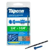 Hex Washer Head Concrete Anchors 1/4 in x 1-1/4 in Pack 75 Free Tapcon Drill Bit