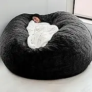 UYSOFRCV Bean Bag Chair Cover (No Filler) for Kids and Adults, Soft PV Velvet Stuffable Bean Bags for Organizing Children Plush Toys Memory Foam Replacement Cover Extra Large,Black,4.5Ft