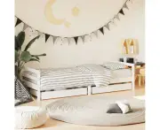Nnevl Kids Bed Frame With Drawers White 90x190 Cm Solid Wood Pine