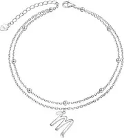 [Flyow] Anklet for Women S925 Sterling Silver Adjustable Foot Ankle Bracelet with Initials Anklets for Girls