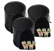 16mm Poker Dice Ivory Tone w/Pouch + PU Leather Black Felt Lined Cup (3 Sets)