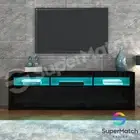 200cm Modern TV Stand Cabinet Wooden Entertainment Unit Gloss Front Cupboard BK