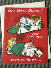 1950s Vintage Man Foil Prowl Novelty Get Well Soon Greeting Card Unused NOS