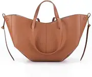 [AIZHIYI] Genuine Leather Vintage Shoulder Bag Large Capacity Tote Bag for Women Chic Leather Tote Handbag with Matching Clutch