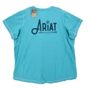 NWT ARIAT Women's Rebar Graphic Short Sleeve T-Shirt MEADOWBROOK Teal PLUS SIZES