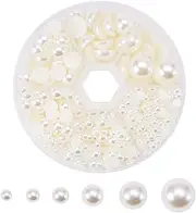 (Beige) - Pandahall 1 Box Beige Mixed Sizes Flat back Pearl Cabochon (about 690pcs/box)