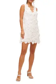 Trina Turk Lovlee 3D Lace V Neck Dress in Whitewash at Nordstrom, Size 12