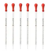 6Pk 1ml Glass Graduated Dropper Pipettes Lab Dropper with Red Rubber Cap&Scale