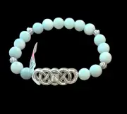 Brighton Interlock Lustre Amazonite Bracelet- round beads- stretch- blues