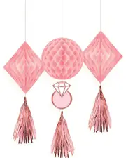 Blush Wedding Honeycomb Hanging Decorations 3 Pack