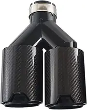 1PCS Dual Exhaust Tip Unequal Y Model Rear Tail Pipe Carbon Fiber Black End Tips Car Universal Modification Compatible For BMW(Left)