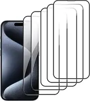 HD Clear Glass Screen Protector Film for iPhone 15 Pro Max, Tempered Glass Explosion-proof Nano Coated Filter for iPhone 15 Pro Max【Anti-Oil】【Anti-Shatter】【Anti-Fingerprint】【Full Coverage】【Hardness 9H】10D- 5 PCS