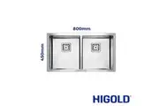 HIGOLD Vante Twin Bowl Kitchen Sink - R10 Corner - SS 304 Stainless Steel - 800mm - Brushed Finish