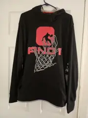And1 Bank Shoot Hoodie Dribble Basketball Mens Size Large Black Pullover NEW