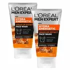 2x L'Oreal Paris Men Expert Hydra Energetic Cleans Daily Wake Up Face Wash 100ml