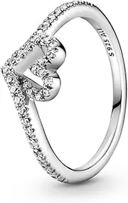 [PANDORA] Silver Women's Ring Sparkling Wishbone Heart 199302C01