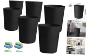 Bathroom Trash Can, 6 Pack 1.8 Gallons Small Black-S-6Pack with Trash Bags