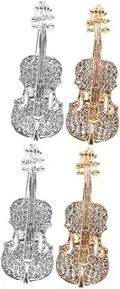 [WRITWAA] Violin Brooch Pearl Pin Violin Pin Cardigan Broche Women Brooch Brooches and Pins Medal Sweater Chain Clips Rhinestone Violin Hat Brooch Cute Lapel Pin DIY Brooch Pins