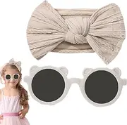 [Generic] Headband Bows,Kids Glasses Hair Band Sets | Baby Girls Bows Headbands Sunglasses Set, Nylon Hairbands Bow Elastic Hair Accessories for s Kids