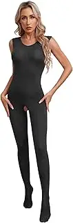 [GRRKDFQ] Women Lingerie Crotchless Sleeveless Scoop Neck Open Crotch Jumpsuit