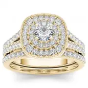 14k Yellow Gold Round Cut 0.75Ct Diamond Engagement Ring Size 9 Clarity I2