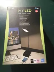 TW Lighting IVY LED USB Port Desk Lamp 3-Way Touch Switch - Black Matte "NIB"