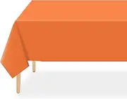 QIKSION Plastic Table Cloth Disposable 2 Pack, 54 x 108 Inch Tablecloths for Rectangle Tables, Orange Plastic Table Cover