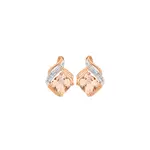 9ct Rose Gold Morganite & Diamond Stud Earrings in Peach