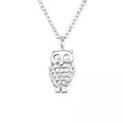 Silver Owl Pendant Necklace