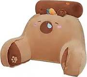 Reading Pillow for Kids, Capybara Carrot Ergonomic Back Pillow for Bed Sitting Up with Armrests, Unique Comfy Sofa Plush, 25.59x17.72 Inches Bed Rest Plush, Chair Cushion