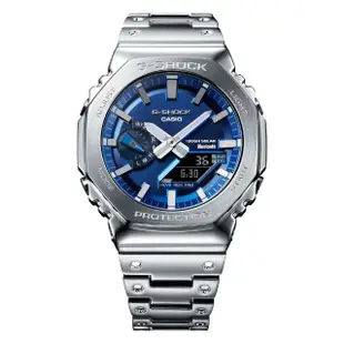 【CASIO 卡西歐】G-SHOCK 全金屬智慧太陽能錶 藍44.4mm(GM-B2100AD-2A)