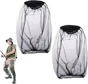 2Pcs Midge Head Net, Midge Net Head , Fine Mesh In-sect Netting Midge Hood, Breathable, Quick Dry, Face Neck Netting for Outdoor, Hiking, Camping, Climbing, Gardening