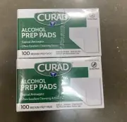 New ! 4- packs Curad Alcohol Prep Pads medium Swabs Wipes total 400ct (4x100)