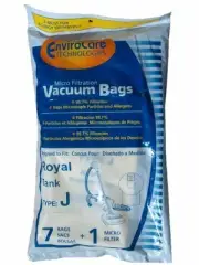 56 Royal Tank Type J Allergy Vacuum Bags + 8 Filters, Dirt Devil, Metal Tanks, P