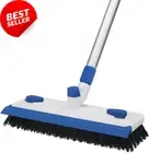 Extendable Floor Grout Scrub Brush with Squeegee 3-In-1 for Tile & Deck Cleaning