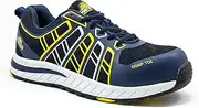 [WORKPOWER] Sports Safety Shoes S1P for Men - Lightweight Work Shoes with Metal-Free Penetration Protection & Plastic Cap - Available in Sizes 40-47 (Blue - Black - Grey)